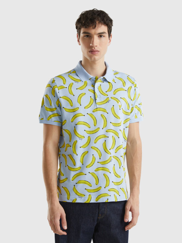 Polo with banana pattern in organic cotton Men